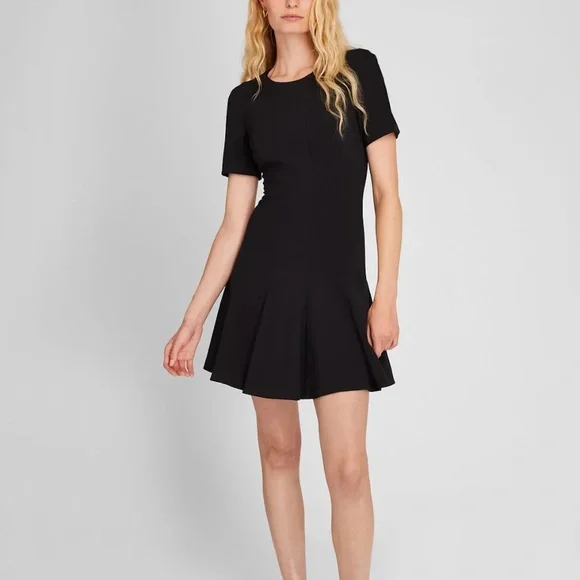 slim fit dress slacks Black Fit And Flare Dress Short Sleeve V-neck main image 0